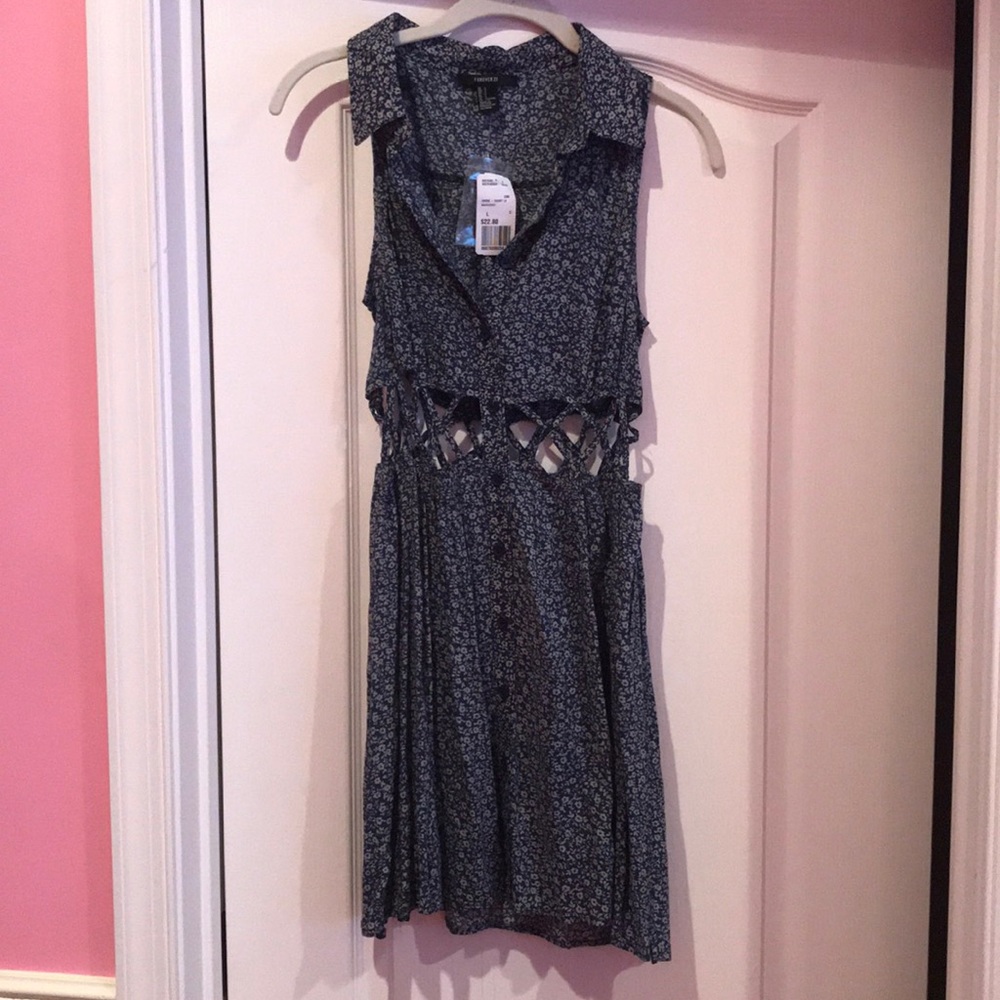 Blue cut out dress